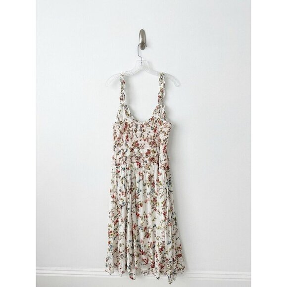 NWT Anthropologie Sleeveless Smocked-Waist Ruffled Midi Dress XL White Floral - Picture 8 of 10